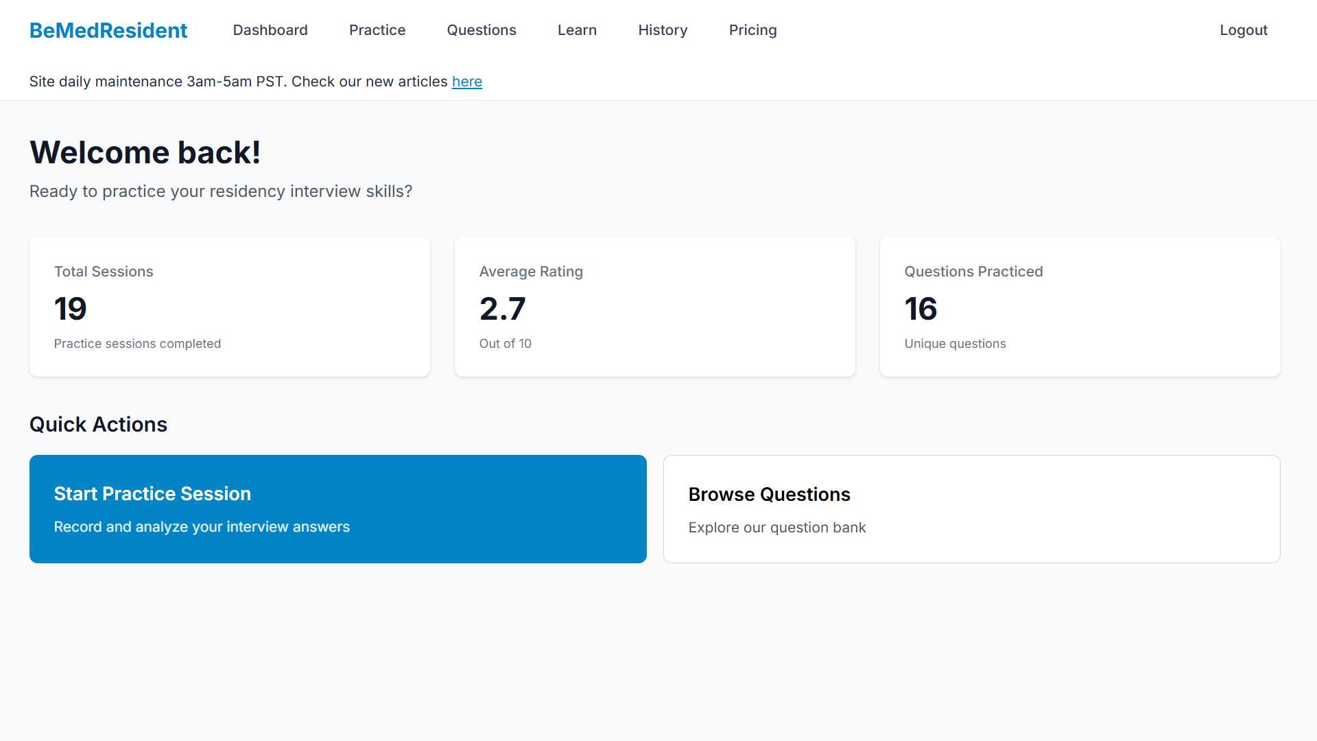 Performance dashboard